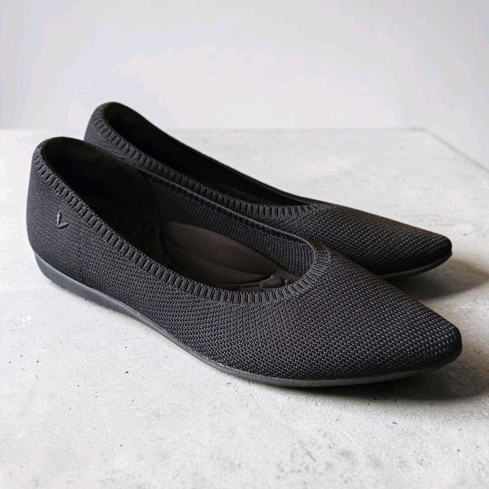 VIVAIA Aria Pointed Toe Flats EU 37 Sustainable Knit Ballet Quiet Luxury Black